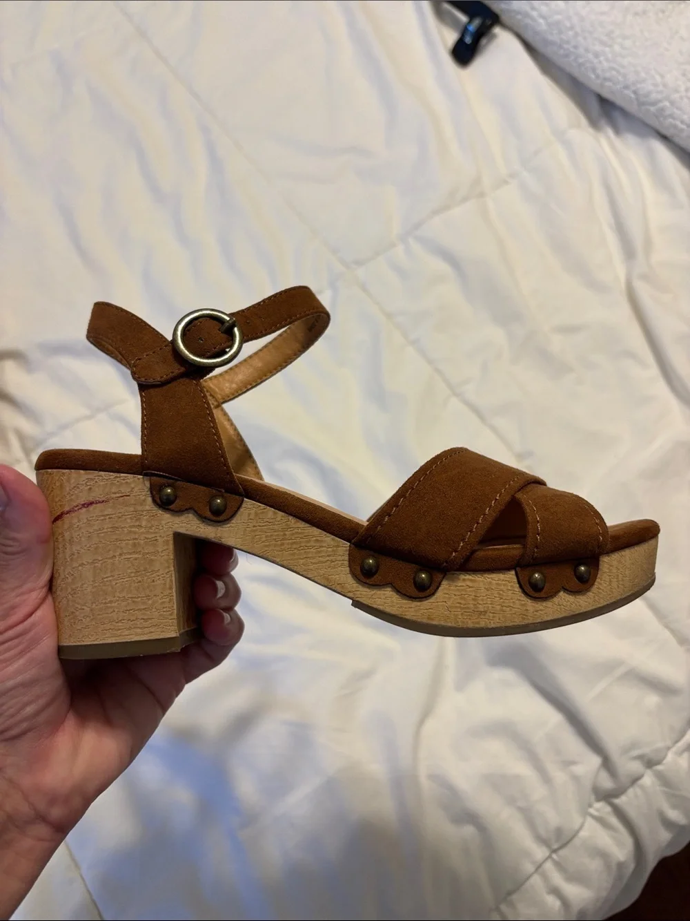 American Eagle Outfitters Brown Suede Platform Wedge Sandals